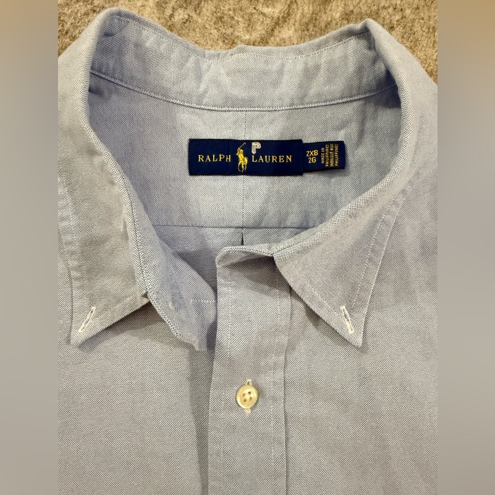 Ralph Lauren light blue cotton Oxford long-sleeve button-down shirt.Size 2XB NEW - Picture 9 of 13